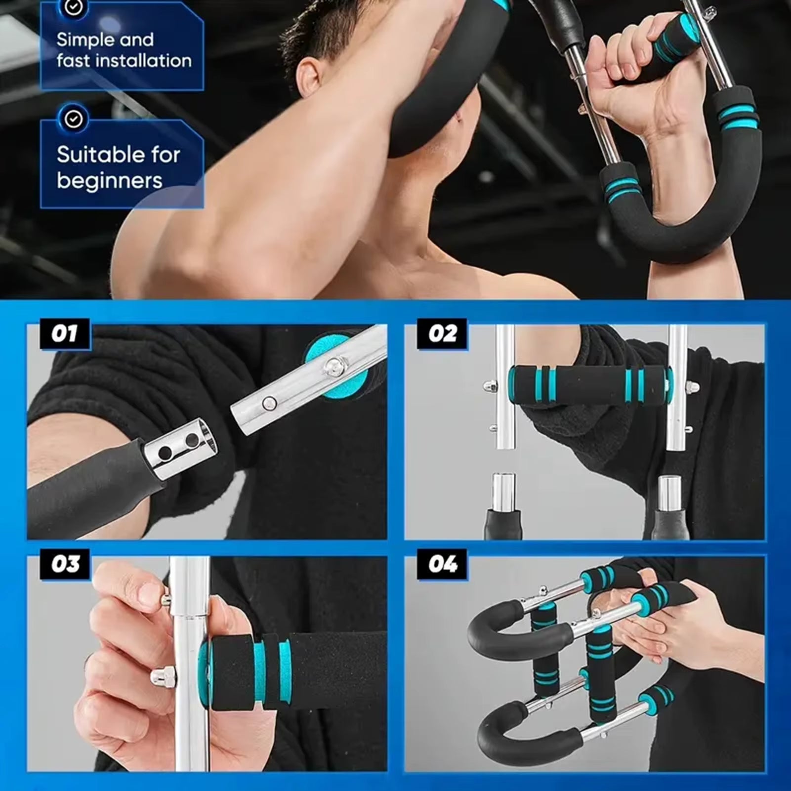 Adjustable Arm Trainer U Shaped Hand Gripper Strengths for Chest Muscle Workout Home Gym Equipment Resistance Levels